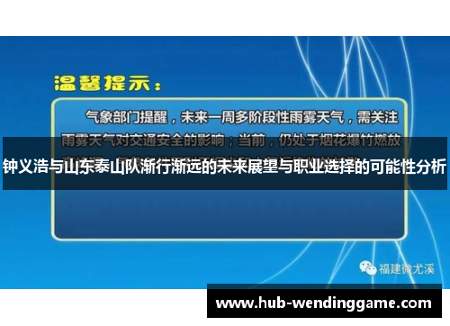 钟义浩与山东泰山队渐行渐远的未来展望与职业选择的可能性分析
